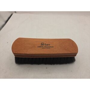Star 100% Horsehair Shoe Shine Brush, Made in Brazil, Large Wood Handle Clean
